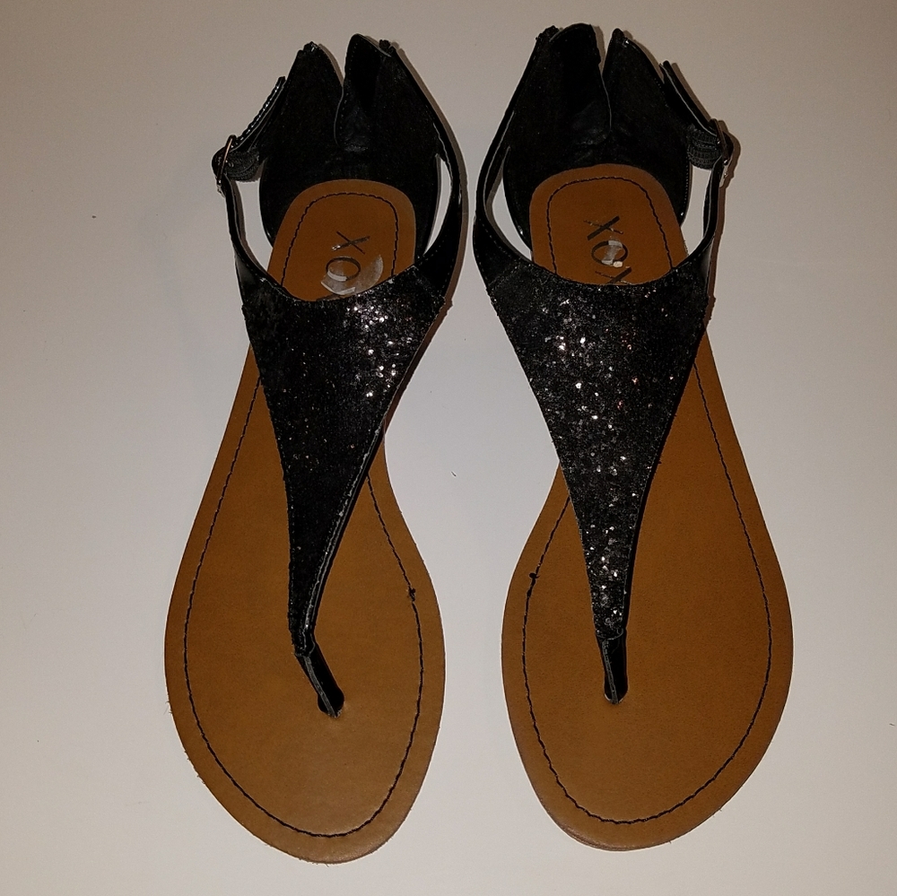 XOXO blk womens sandal size 9, blk glitter